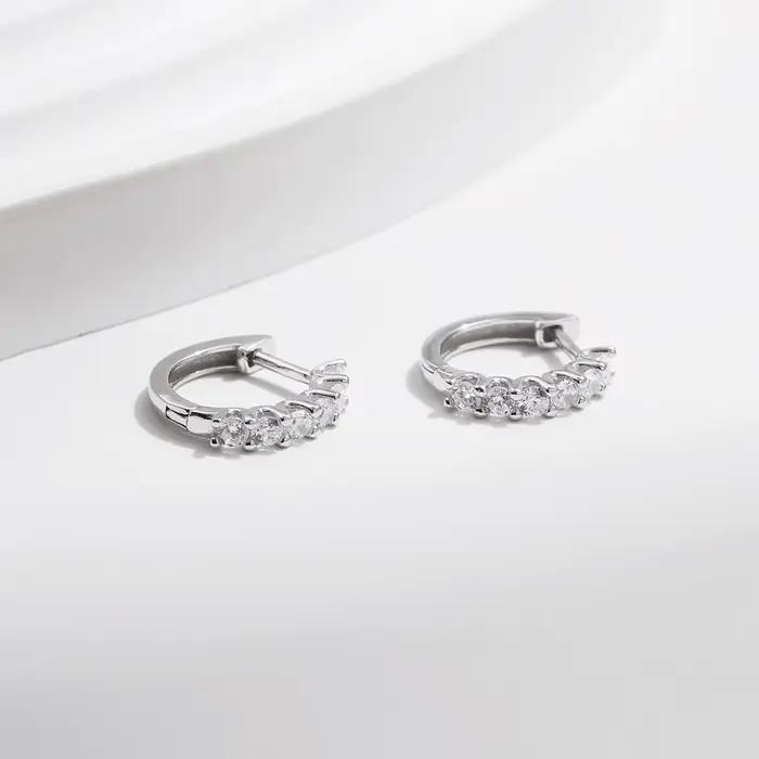 MODIAN D couleur Moissanite petites boucles d'oreilles en argent Sterling 925 creux scintillant bouc