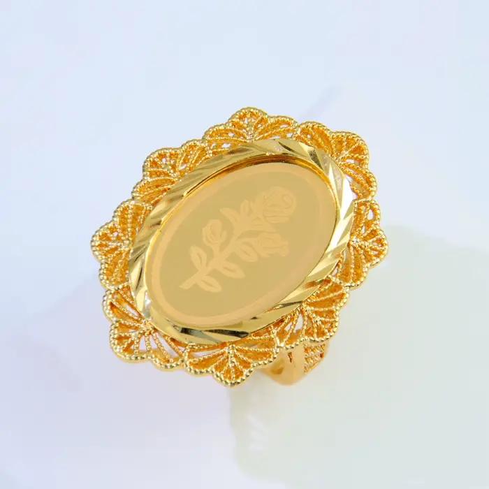 Nigeria bijoux de mariage anneaux 21k plaqué or dubaï classique bague de fiançailles femmes arabes E