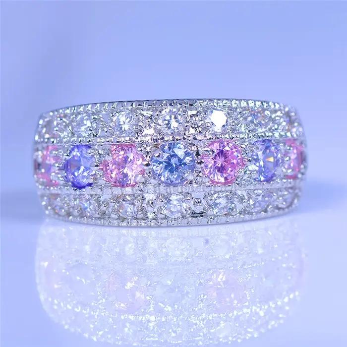 Bague en cristal rond pour femme, bijoux de fiançailles de mariage, petite bague en pierre, document