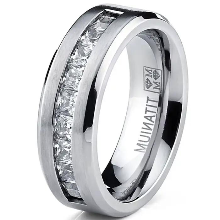 Bagues en acier inoxydable plaqué argent pour hommes, bague cubique carrée, accessoires de bijoux, s