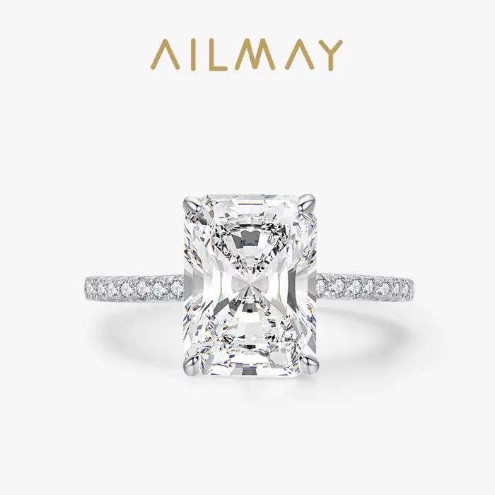 Ailmay à la mode 925 en argent Sterling de luxe Redian coupe Rectangle 5A zircone anneaux pour les f