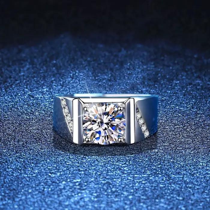 Bague de fiançailles Super Platinum PT950 1CT 6,5 mm en moissanite pour femme, idéale pour célébrer 