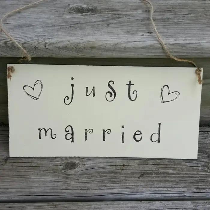 Panneau en bois pour juste marié, décorations rustiques de mariage, panneau de voiture, accessoires 