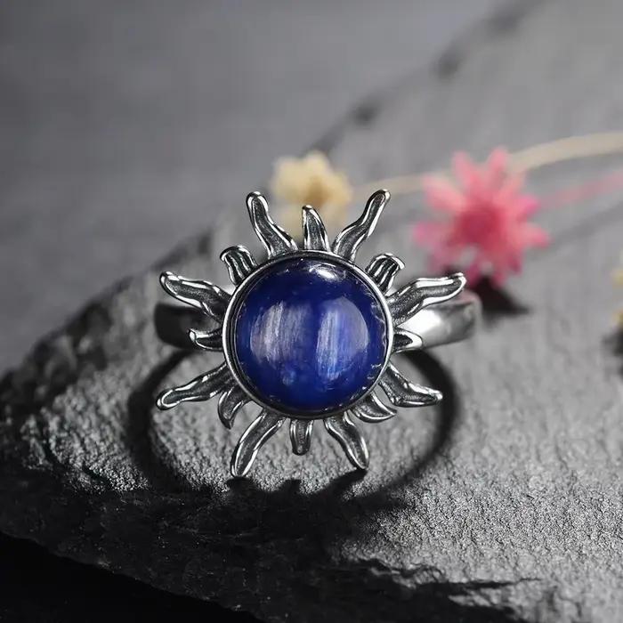 Nasiya – bagues en Cianite naturelle, bijoux en argent S925 pour femmes et hommes, en forme de solei