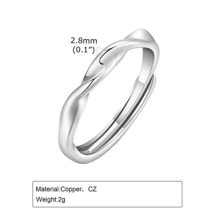 Bagues torsadées simples pour hommes, bague de mariage minimaliste en métal réglable, anneaux de us 