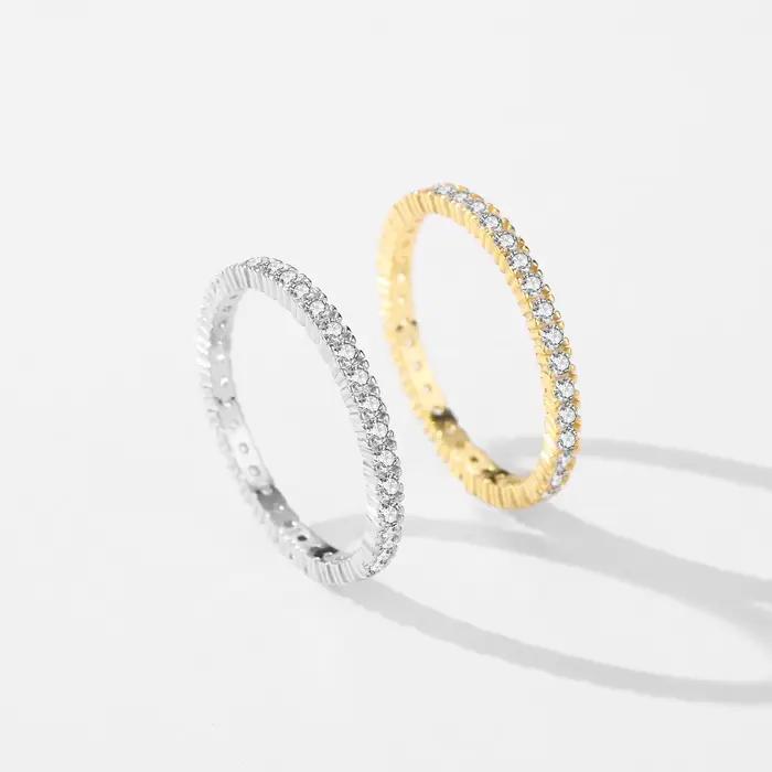 MODIAN 925 en argent Sterling classique étincelant Zircon mariage bague de fiançailles promesse bagu