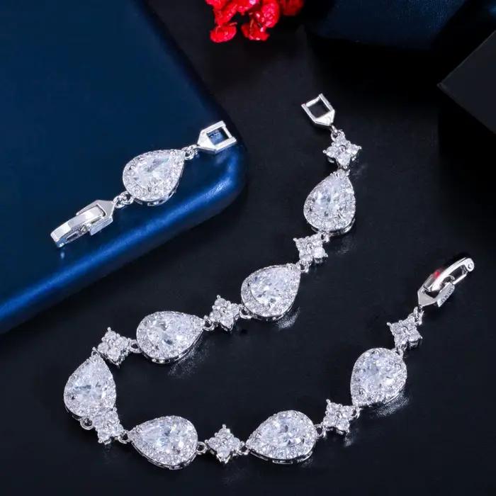 CWWZircons – Bracelet de Tennis en zircon pour femmes, grande goutte d'eau cubique, couleur or Rose,