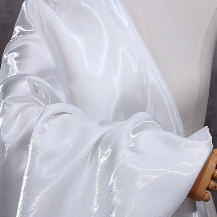 Tissu en Satin drapé liquide, Polyester réfléchissant haute densité, lourd, pour robes de mariée Cou