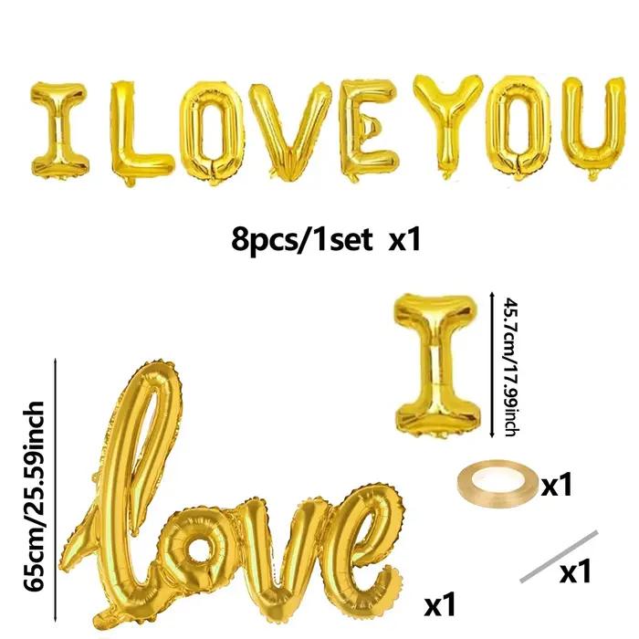 Bannière de lettres I Love You de 16 pouces, ballons de décoration Big Love pour la saison de mariag