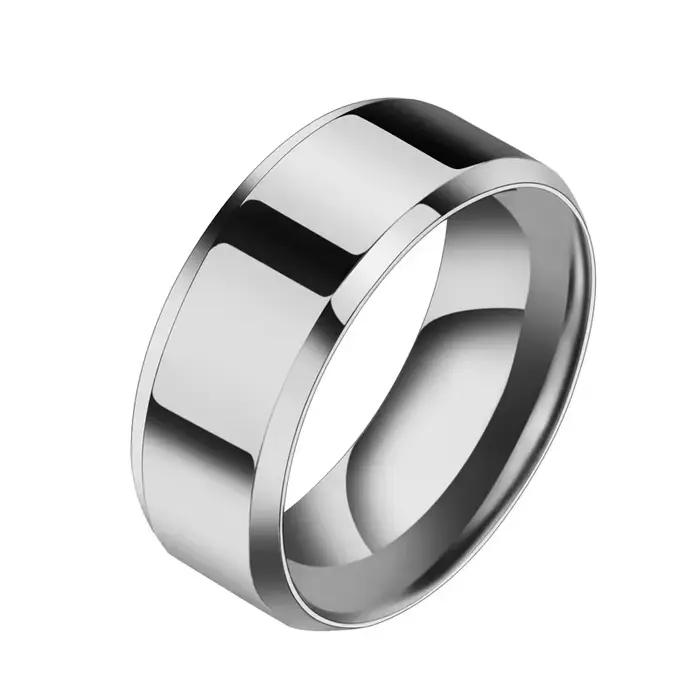 Custom Engraved LOGO/Name/Date Wedding Rings For Lovers 8MM Stainless Steel Smooth Personalized Wome