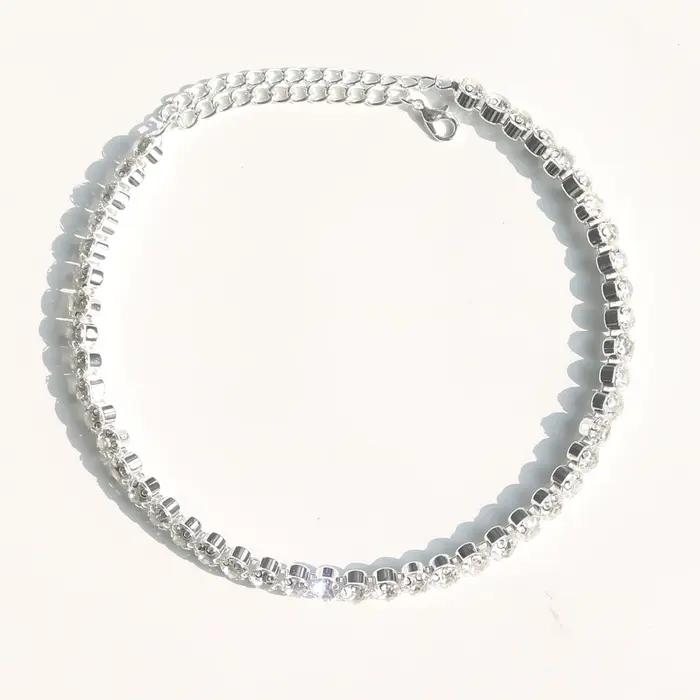Collier élégant en strass pour femmes, bijoux scintillants à une rangée, accessoire de mariée parfai