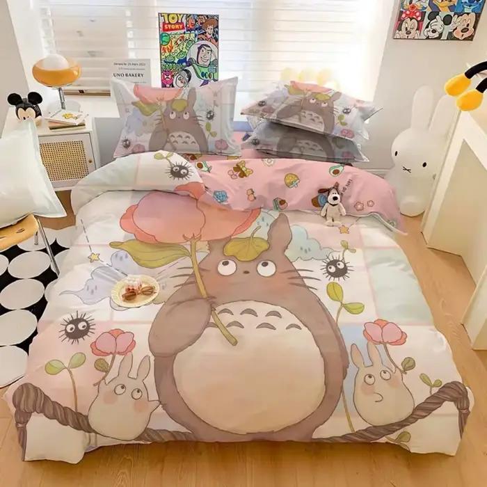 Nouveau Anime Totoro ensemble de literie housse de couette ensemble de lit housse de couette taie d'