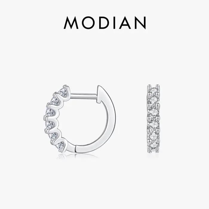 MODIAN D couleur Moissanite petites boucles d'oreilles en argent Sterling 925 creux scintillant bouc