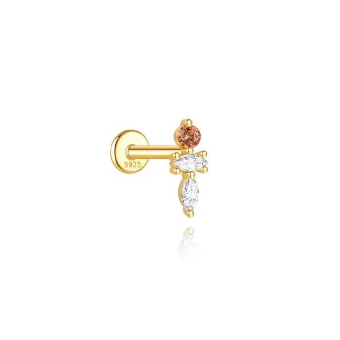 AIDE 1 pièce Piercing 925 en argent Sterling petit Zircon boucle d'oreille pour les femmes tendance 
