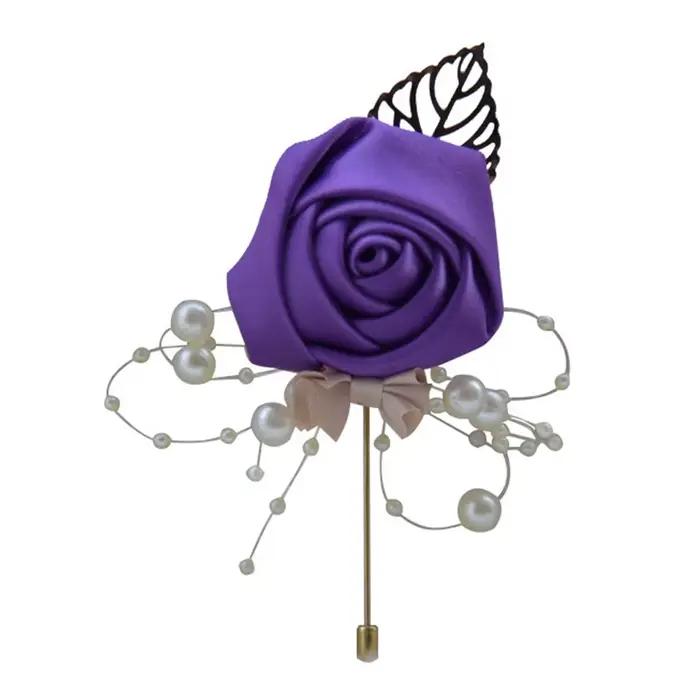 Cérémonie de mariage bal Corsage fleur Rose broche broches perle arc mariée marié fleurs boutonnière