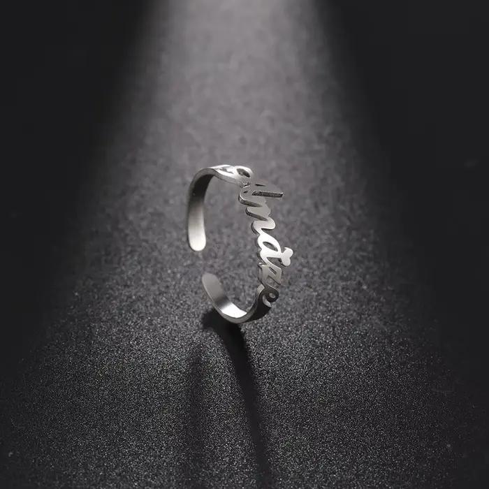 Bague personnalisée à double prénom pour femmes et hommes, cadeau de couple ou de famille, couleur o