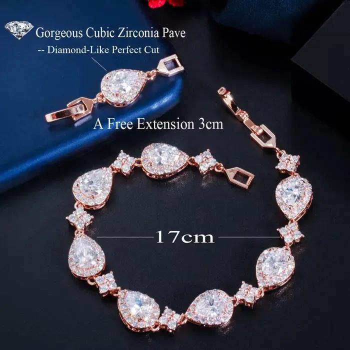 CWWZircons – Bracelet de Tennis en zircon pour femmes, grande goutte d'eau cubique, couleur or Rose,