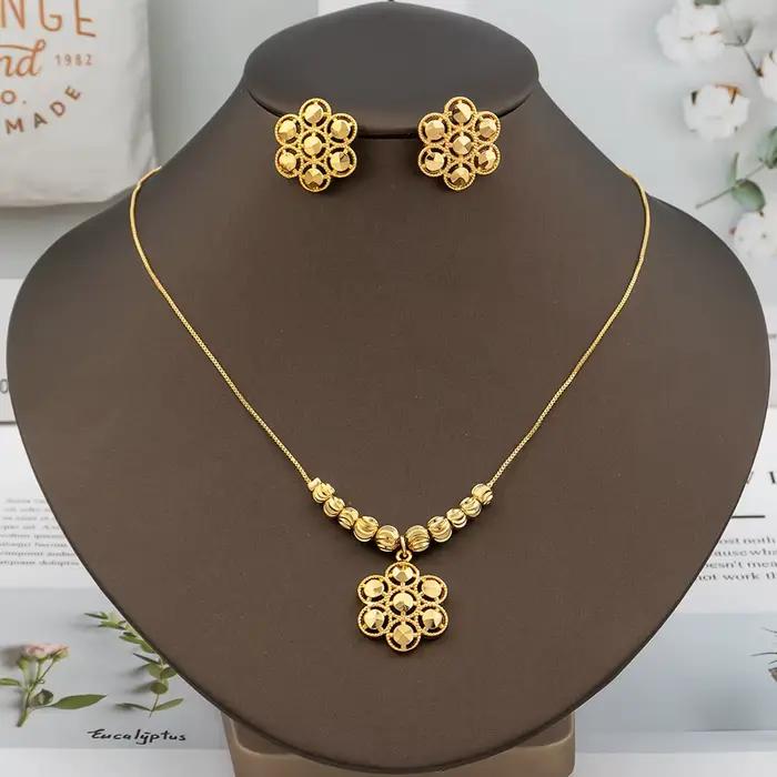 Ensemble de bijoux plaqué or pour femmes, boucles d'oreilles géométriques, collier, accessoires vint