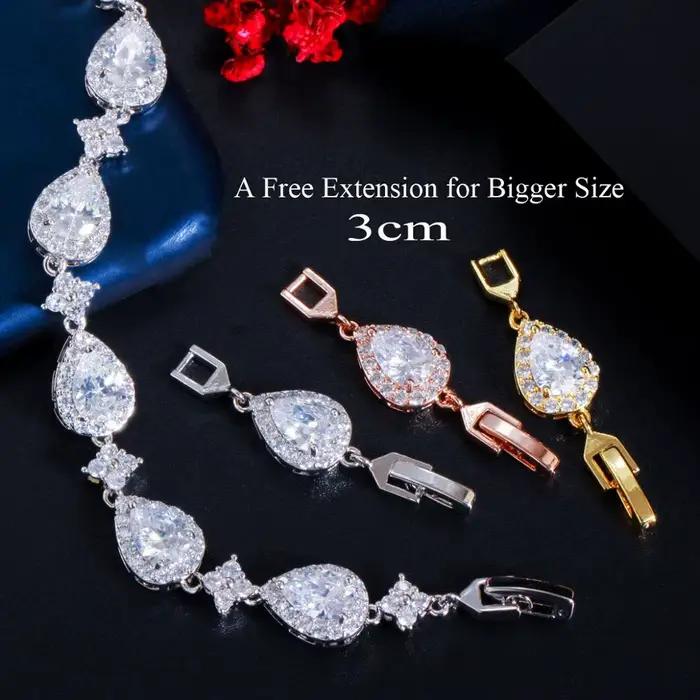 CWWZircons – Bracelet de Tennis en zircon pour femmes, grande goutte d'eau cubique, couleur or Rose,