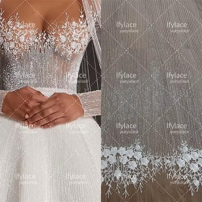 Robe de mariée en dentelle brodée perlée, bande florale unique, vêtements de patients de bricolage, 