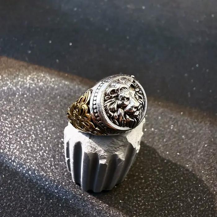Bague ouverte réglable pour hommes, rétro Lion doré, vigne de lierre, Punk gothique, tranchante, bij