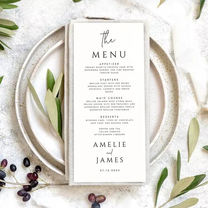 Cartes de Remerciement Personnalisées, faire part de mariage, Menu Personnalisé, Décorations de Tabl