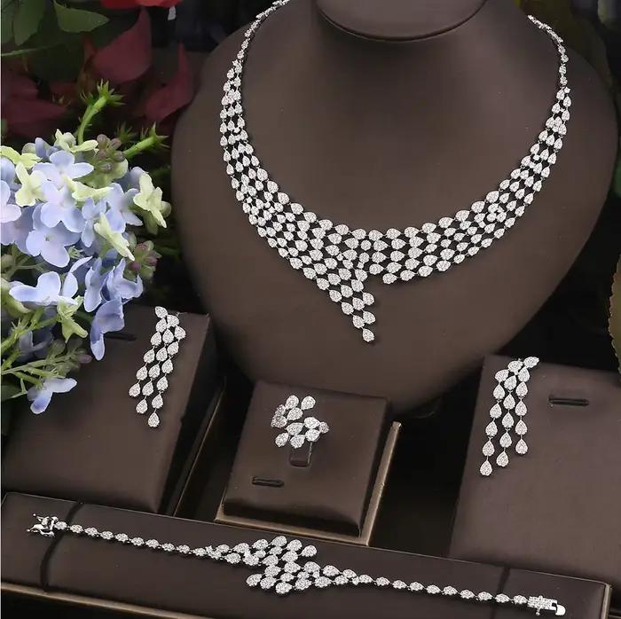 Janekelly – ensemble de bijoux de mariée en zircone, 2 pièces, pour femmes, luxe, Dubaï, Nigéria, cr