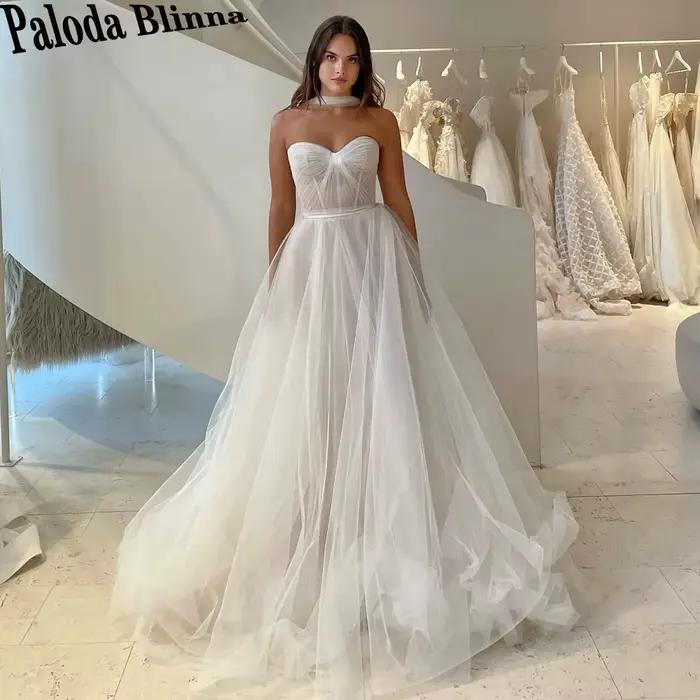 Paloda robes De mariée chérie à la mode pour les femmes mariée a-ligne Tulle Corset Simple moderne r