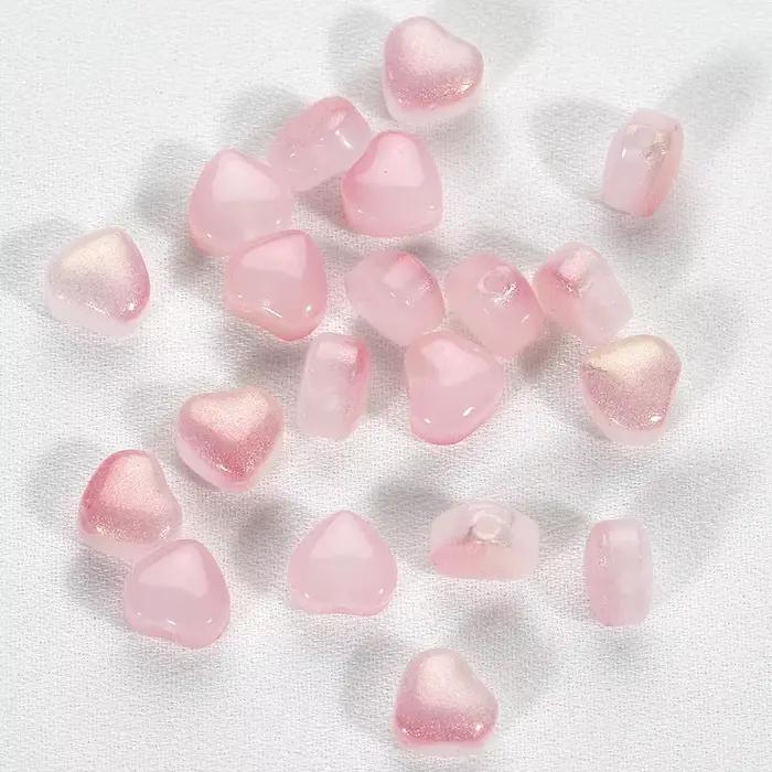 Perles colorées en forme de cœur d'amour, 20 pièces, perles d'espacement en verre aurore pour bricol