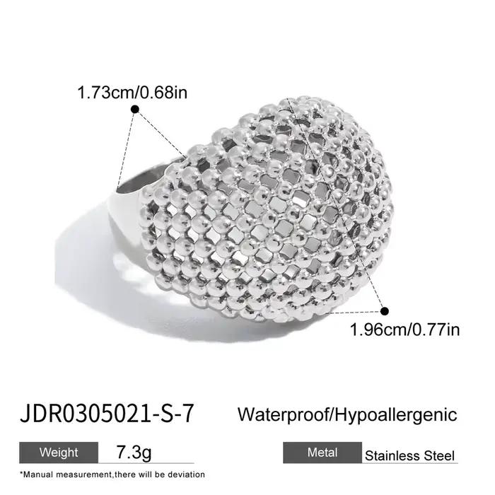 Ars – bague creuse en maille d'acier inoxydable plaqué or 18 carats pour femmes, anneaux multi-boule