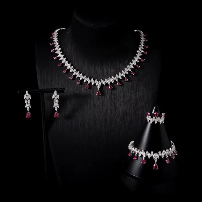 00123 Ensemble de bijoux de luxe pour femme, collier et accessoires de mariée, style classique éléga