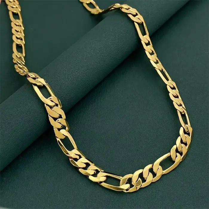 Collier géométrique de luxe en or véritable 18 carats, 10 mm, pour homme et femme