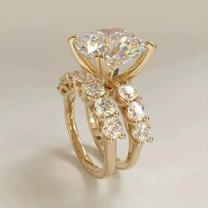 Huitan – bague couleur or doux pour femmes, 2 pièces/ensemble, incrustée de CZ brillant, accessoires