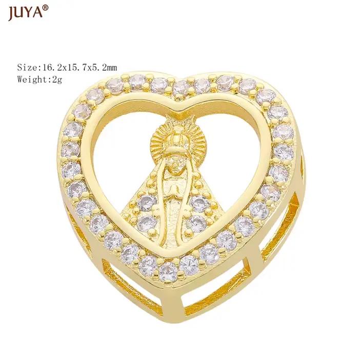 JUYA Pearl Mary Amulet Charms avec cristal pour femme, plaqué or 18 carats, pendentif pour bijoux à 