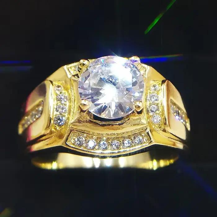 Bagues de mariage en or pour hommes, bijoux masculins, bague en cristal, cubique, contre-indiqué, fê