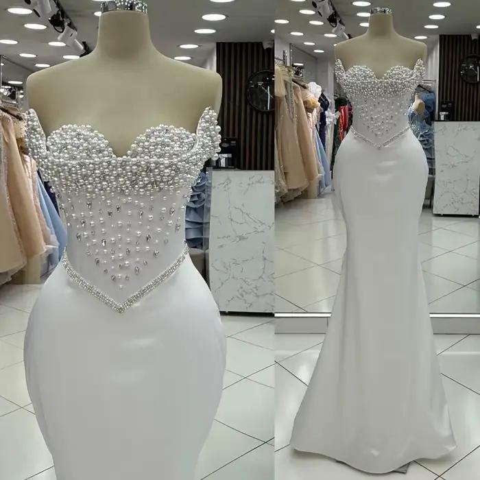 Robes de mariée sirène élégantes pour femmes, perles, lacets dans le dos, Vestidos De Novia, sur mes