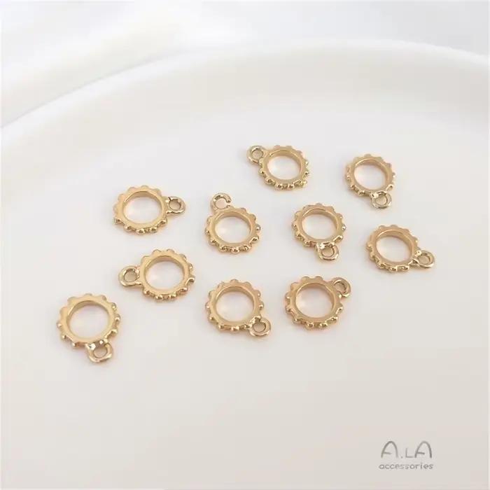 Anneau fermé en dentelle de conservation de couleur or 14K, avec anneau ouvert, pendentif, boucle su