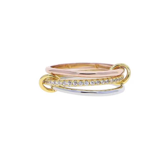 Bagues de fiançailles empilables pour femmes, plaine, Micro pavé 5A CZ, mélange de couleurs, multi-p