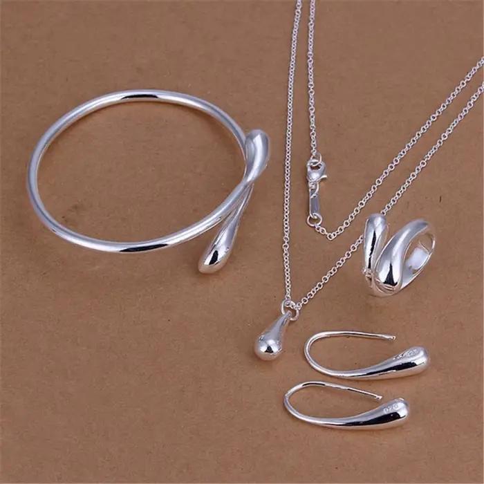 Joli ensemble de boucles d'oreilles en forme de goutte d'eau pour femmes, bijoux en argent estampill