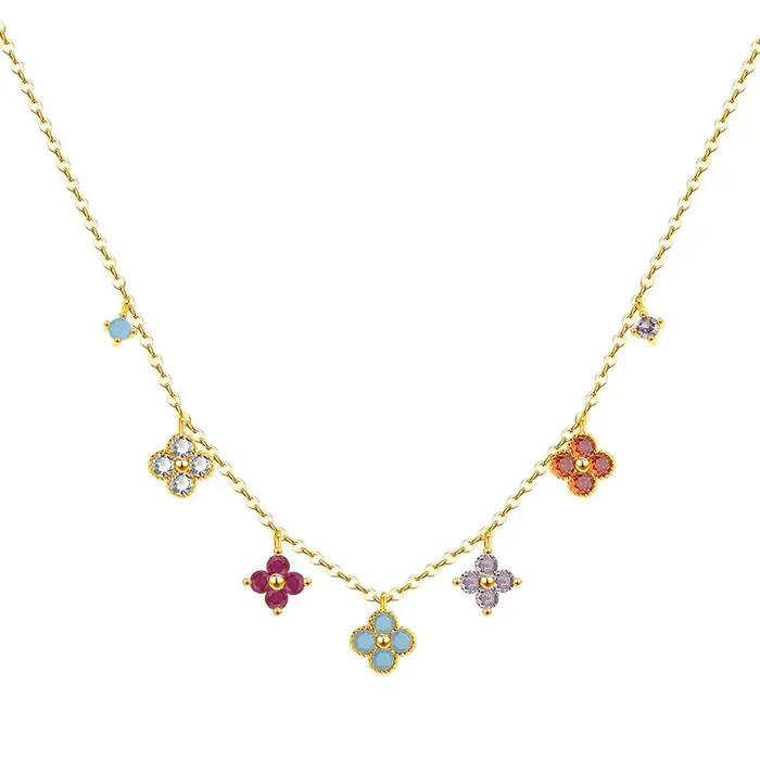 Collier avec pendentif trèfle porte-bonheur en argent Sterling 925 pour femmes, chaîne de clavicule 