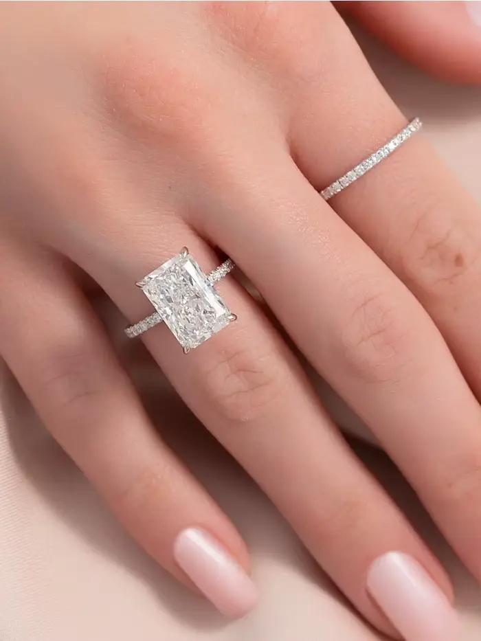 DWJ 2-5CT magnifique bague rectangulaire en Zircon en argent Sterling 925 pour les femmes anniversai