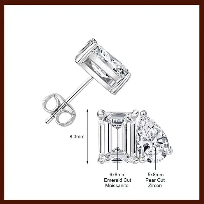 OXTAO Ensemble collier et boucles d'oreilles en moissanite taille émeraude pour femme, bijoux certif