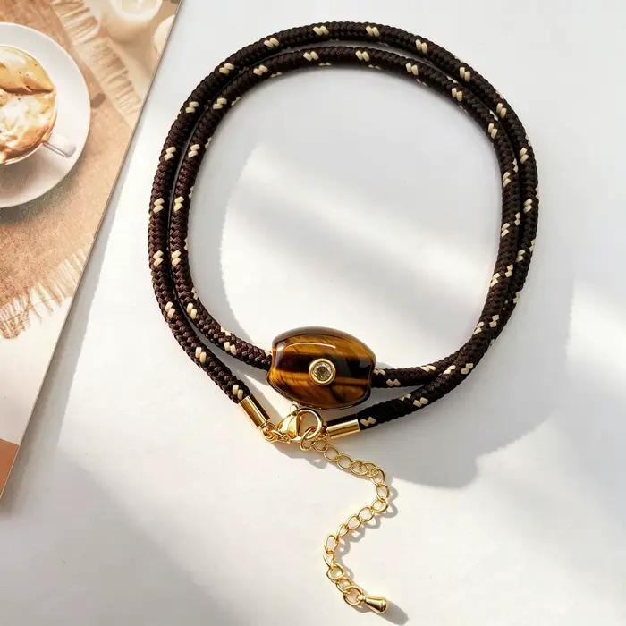 Collier de perles en pierre naturelle, fait à la main, avec pierres semi-précieuses colorées, pour f