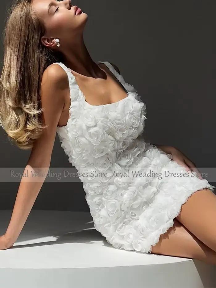 Mini robe de mariée à fleurs roses blanches pour femmes, gaine précieuse, patients, quel que soit le