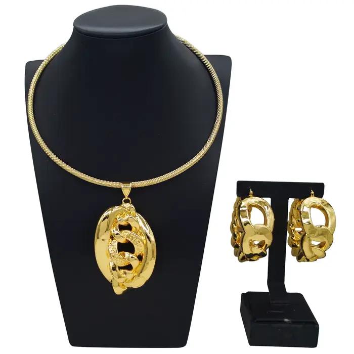 Yulaili grande taille boucle d'oreille collier pendentif brésilien italien ensemble de bijoux pour f