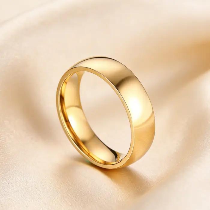 Bague de fiançailles en acier inoxydable pour femmes et hommes