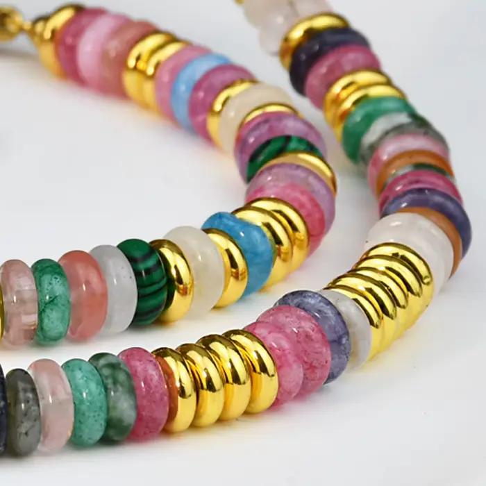 Ensemble de bijoux bohème coloré avec pierres naturelles et perles d'espacement dorées pour femmes occasions spéciales anniversaire fête vacances plage
