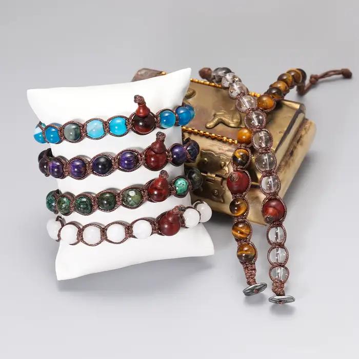 Bracelets en pierre naturelle tissés à la main, réglables, bijoux de guérison de l'âme, bracelets pour hommes et femmes, cadeaux, Bracciale Tibetano Anima