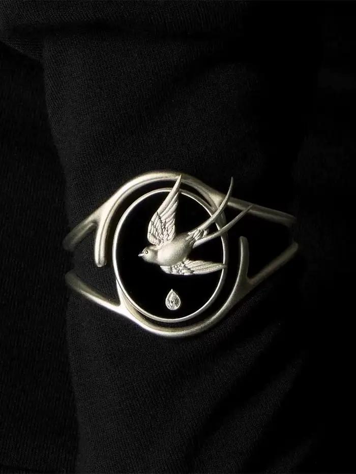 Bague ajustable unisexe avec motif artistique colombe et pierre centrale pour les passionnés de mode