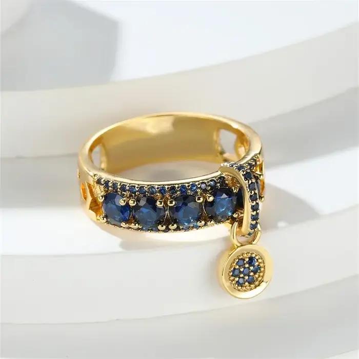 Bague en pierre bleu royal vintage pour femme